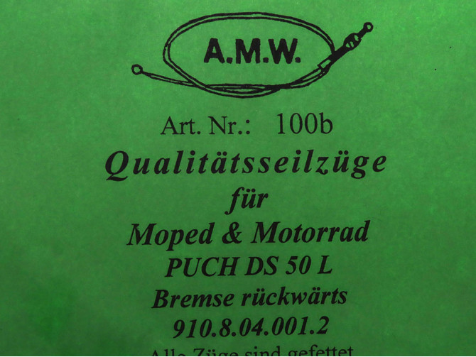 Cable Puch DS50 L brake cable rear A.M.W. photo